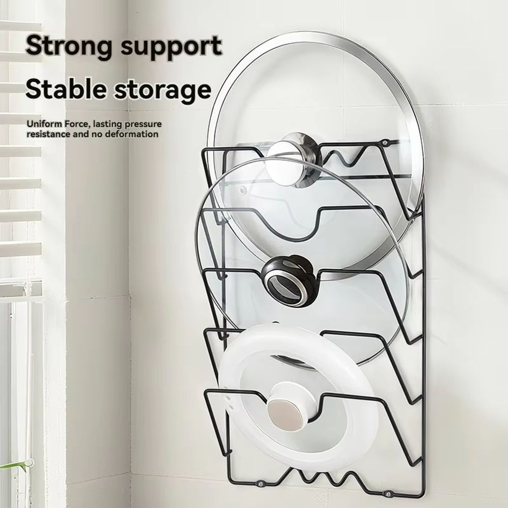 5 Layer Wall Mounted Pot Lid Rack Space Saving Kitchen Organizer 1