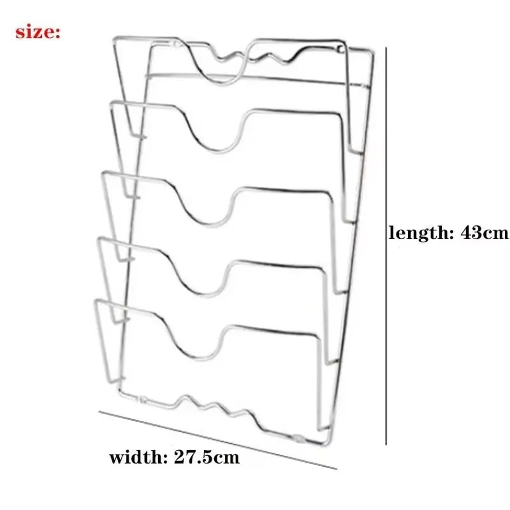 5 Layer Wall Mounted Pot Lid Rack Space Saving Kitchen Organizer 5