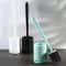 Punch Free Wall Mounted Toilet Brush Set With Long Handle And Quick Dry Base 0
