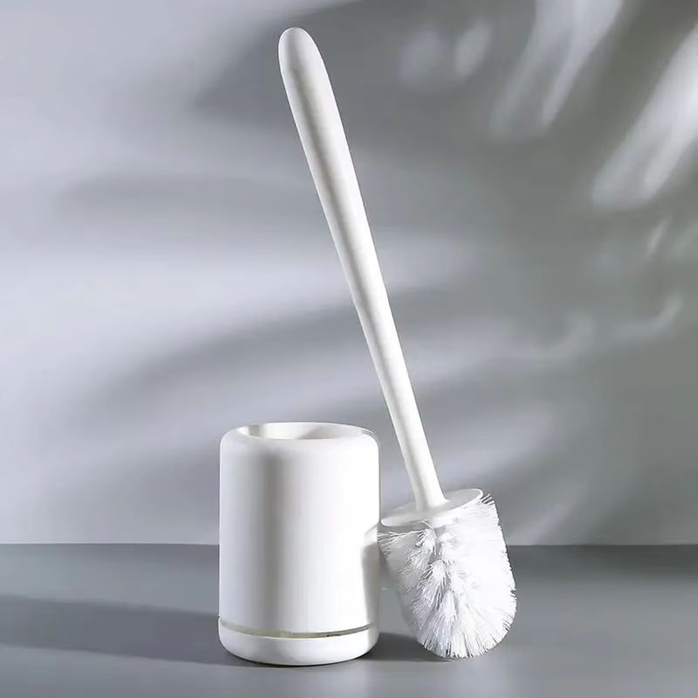 Punch Free Wall Mounted Toilet Brush Set With Long Handle And Quick Dry Base 4