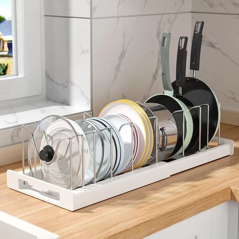 Expandable Pot Organizer Rack For Cabinet Adjustable Pan And Lid Holder 0