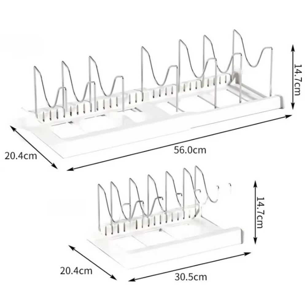 Expandable Pot Organizer Rack For Cabinet Adjustable Pan And Lid Holder 4
