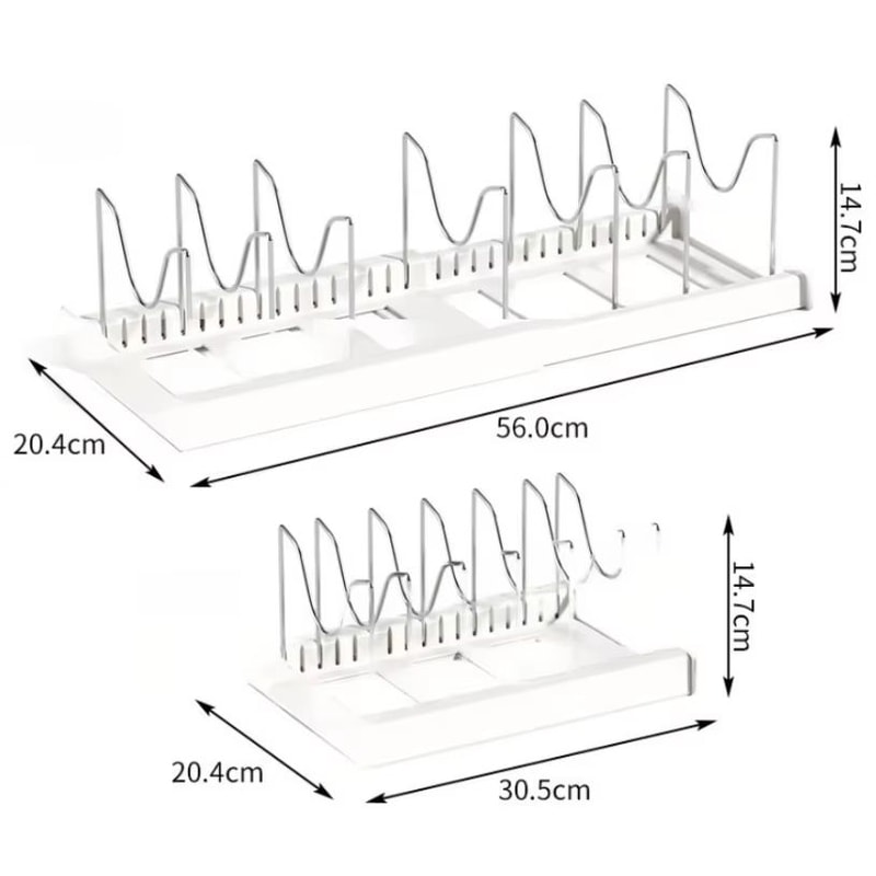 Expandable Pot Organizer Rack For Cabinet Adjustable Pan And Lid Holder 4