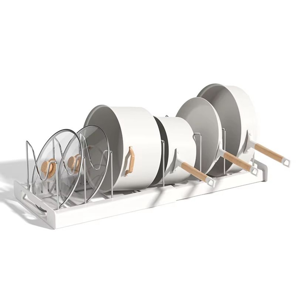Expandable Pot Organizer Rack For Cabinet Adjustable Pan And Lid Holder 6