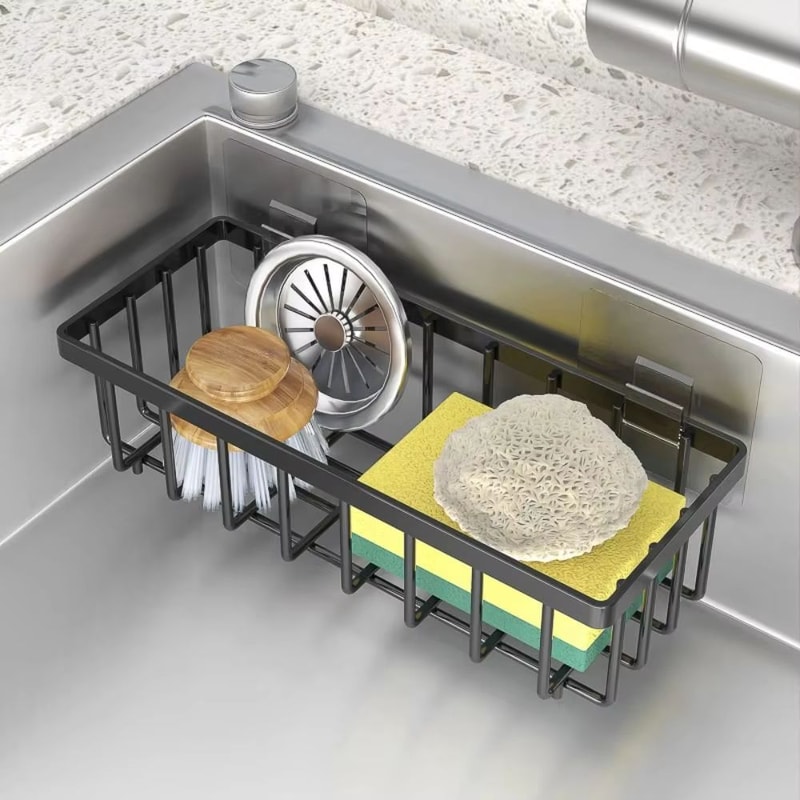 Kitchen Sink Drain Rack Organizer Sponge Holder With Soap And Brush Storage 0