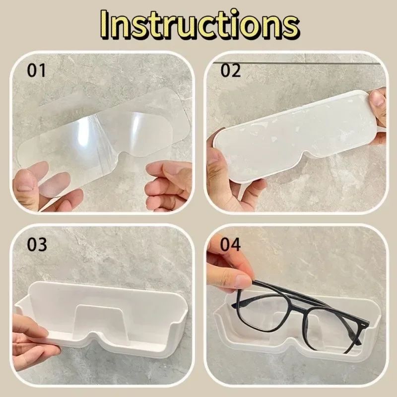 Wall Mounted Sunglasses Organizer Rack No Drill Glasses Storage Shelf Set 4