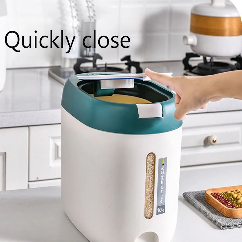 11lb 22lb Rice Dispenser Airtight Kitchen Storage Container With Measuring System 2
