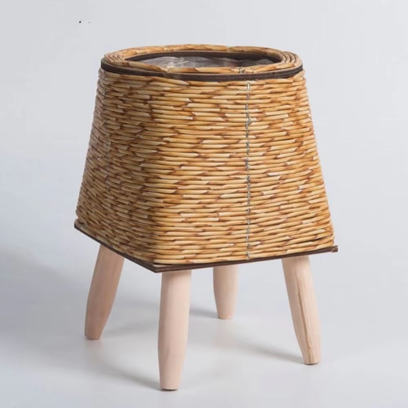 Rattan Woven Plant Stand With Removable Legs Indoor Outdoor Flower Pot Holder 9