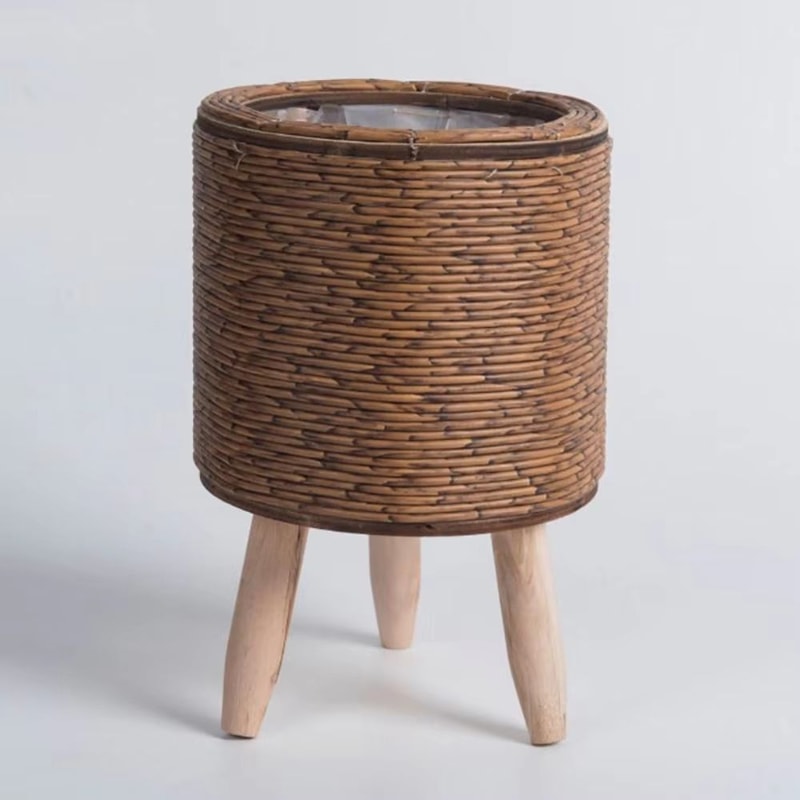 Rattan Woven Plant Stand With Removable Legs Indoor Outdoor Flower Pot Holder 11