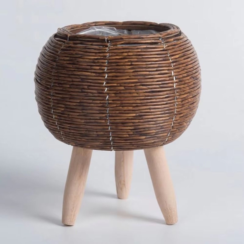 Rattan Woven Plant Stand With Removable Legs Indoor Outdoor Flower Pot Holder 4