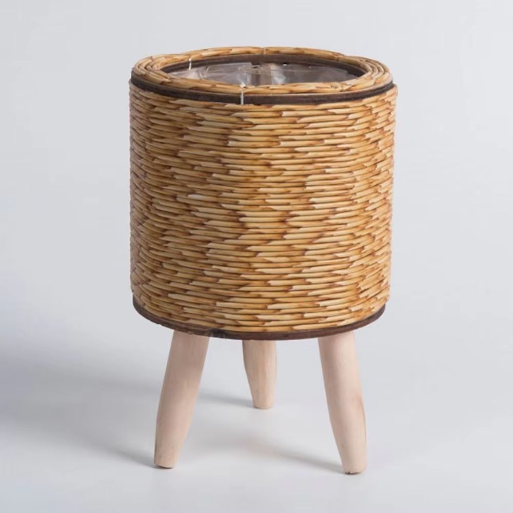 Rattan Woven Plant Stand With Removable Legs Indoor Outdoor Flower Pot Holder 6