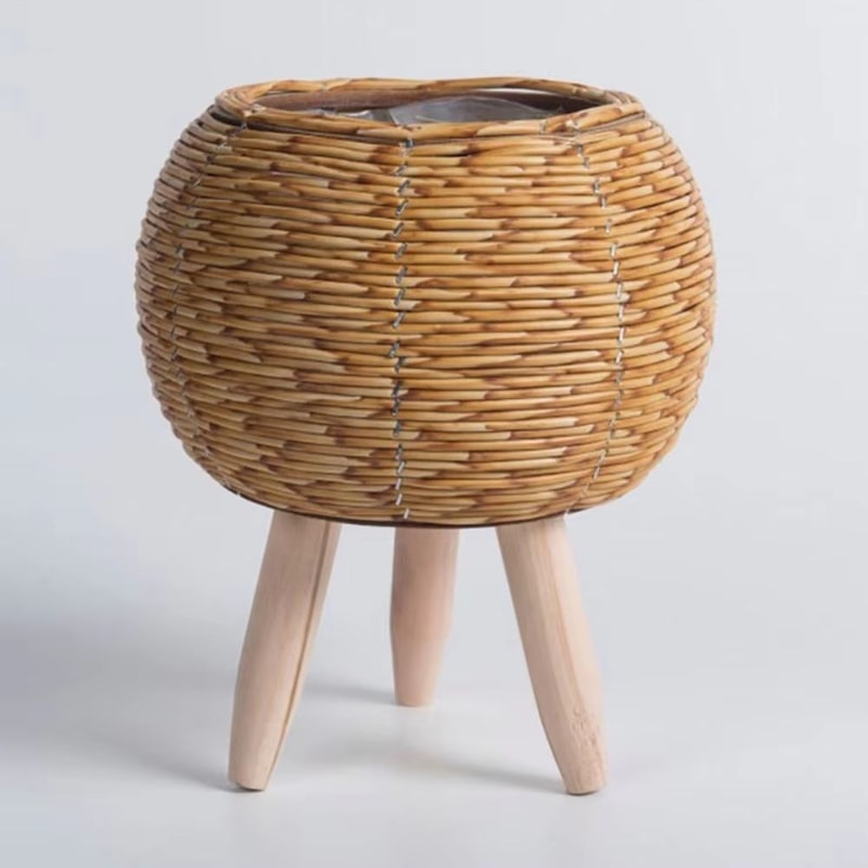 Rattan Woven Plant Stand With Removable Legs Indoor Outdoor Flower Pot Holder 7