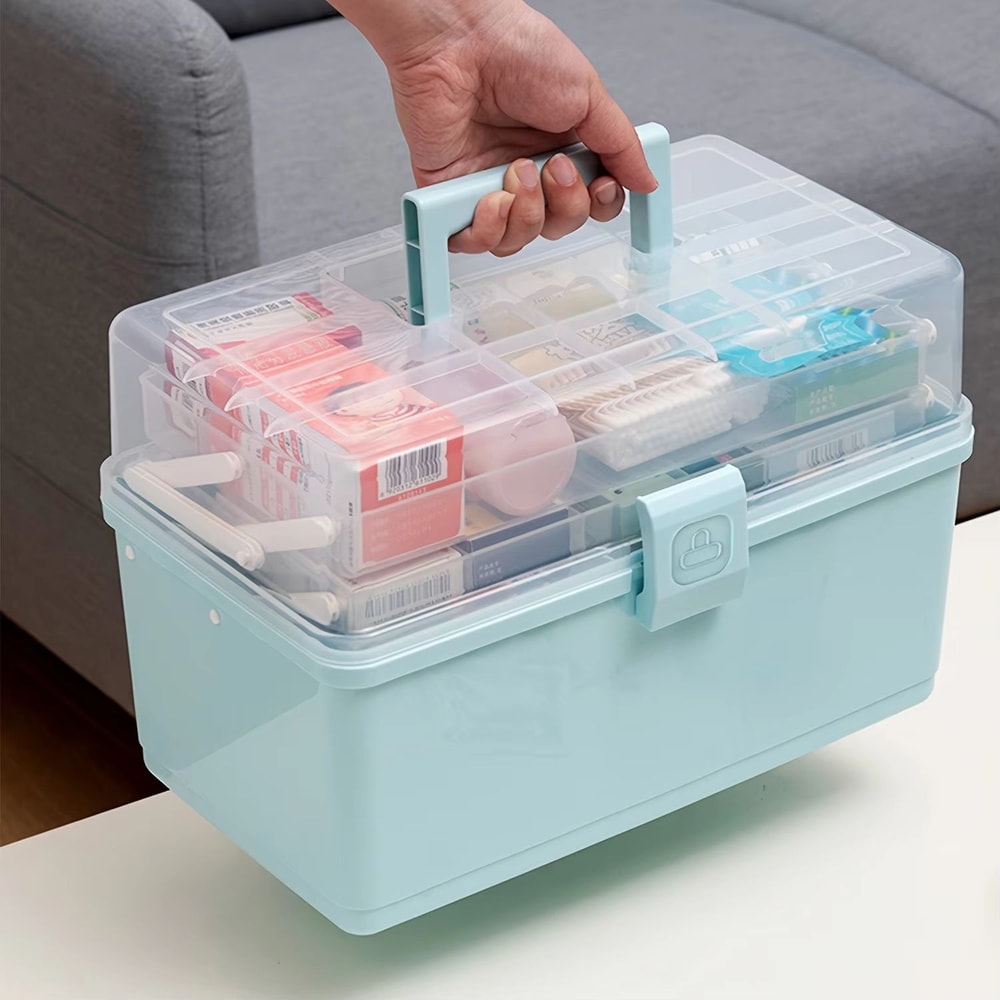 3 Layer Foldable Medicine Storage Box Large Capacity Organizer With Compartments 3