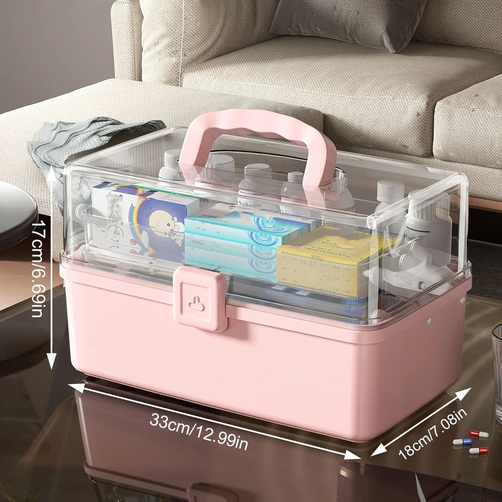 3 Layer Foldable Medicine Storage Box Large Capacity Organizer With Compartments 4