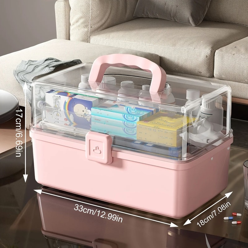 3 Layer Foldable Medicine Storage Box Large Capacity Organizer With Compartments 4