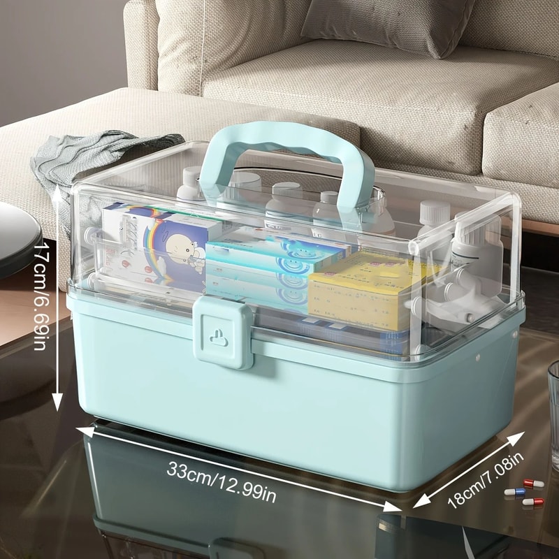 3 Layer Foldable Medicine Storage Box Large Capacity Organizer With Compartments 5