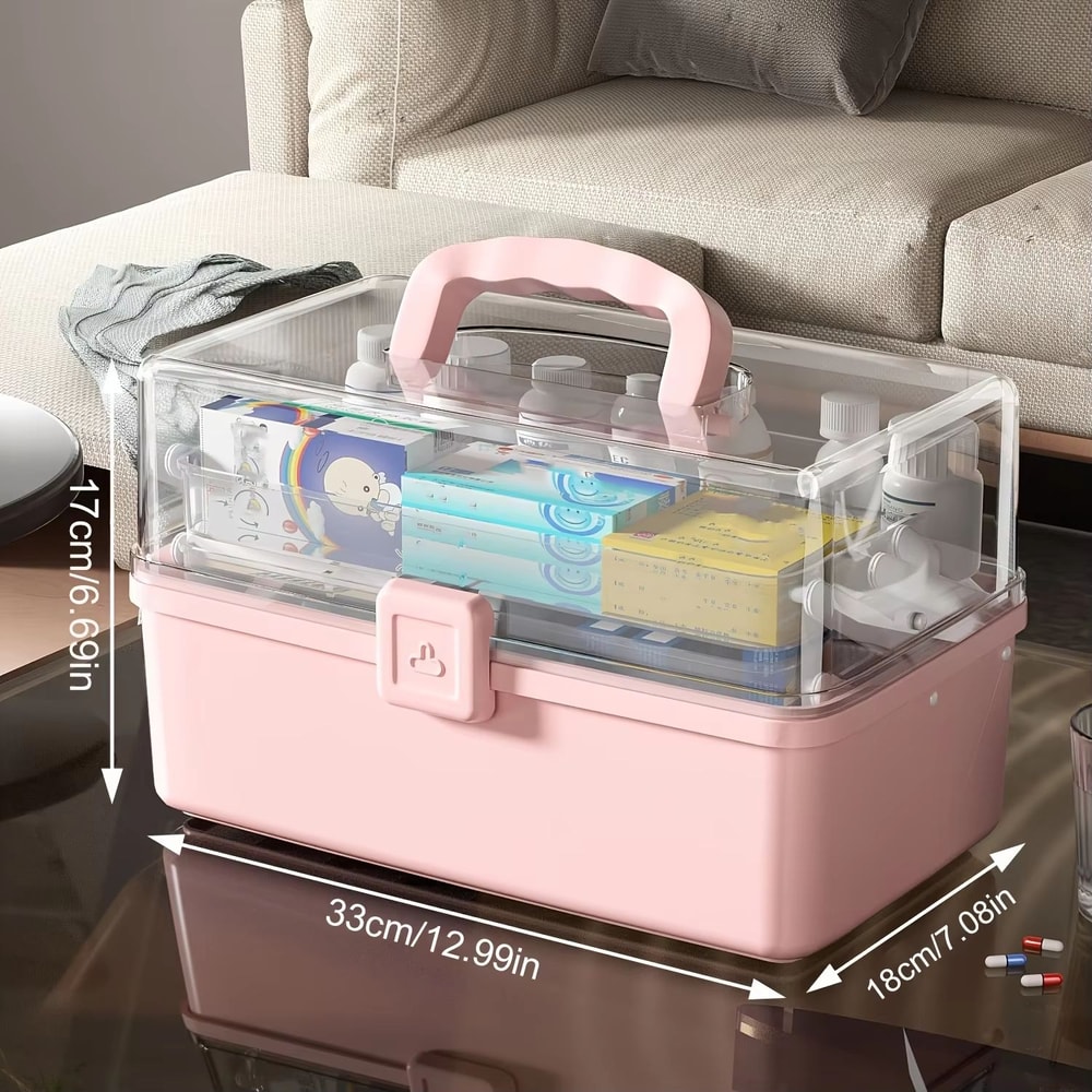 3 Layer Foldable Medicine Storage Box Large Capacity Organizer With Compartments 8