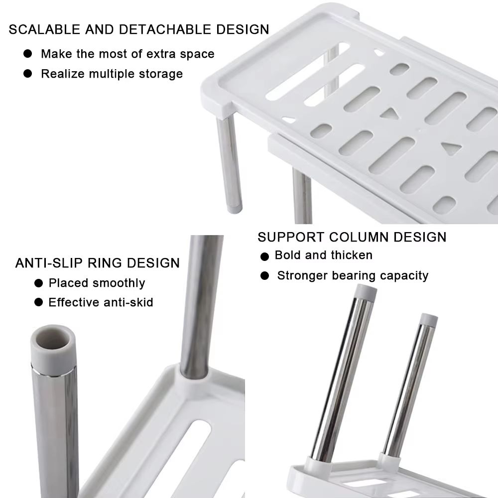 Expandable Kitchen Storage Rack Organizer Shelf For Cabinets And Countertops 4