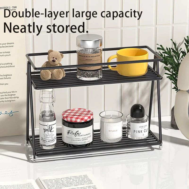 Double Layer Cup Storage Rack For Kitchen Counter And Tea Set Organizer 2