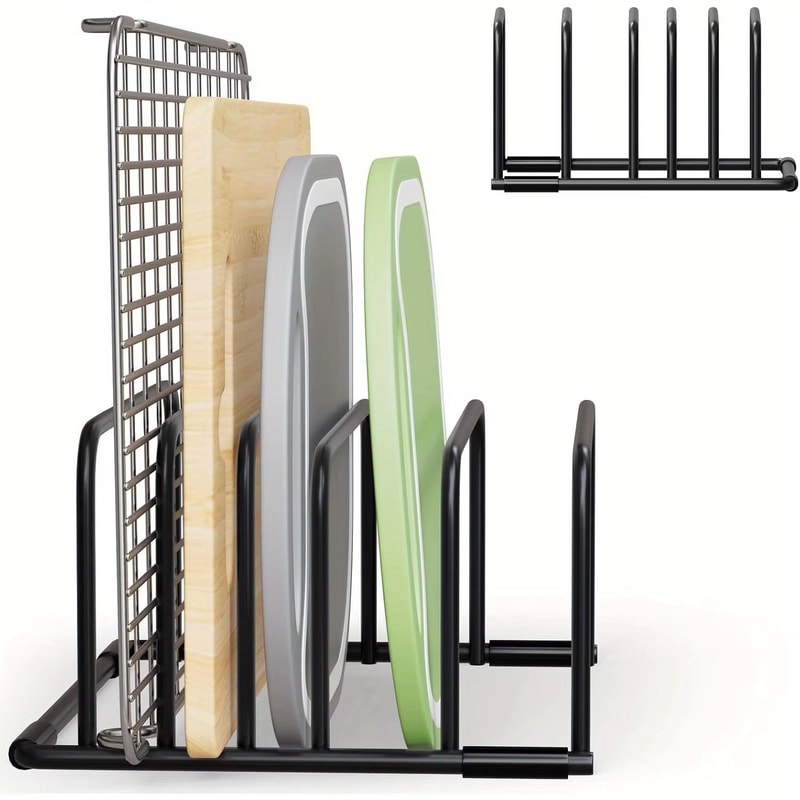 SpaceMax Multi Functional Iron Kitchen Rack With Basket For Cutting Boards And Bakeware 5