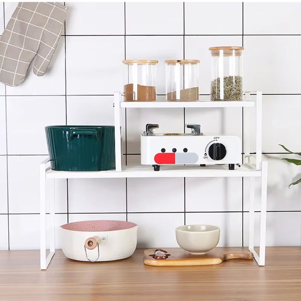SteelFlow Over Sink Dish Drying Rack With Cutlery Holder And Storage Shelf 2