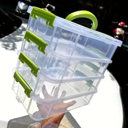 clearstack multi layer transparent storage box with grid drawers for toys and tools
