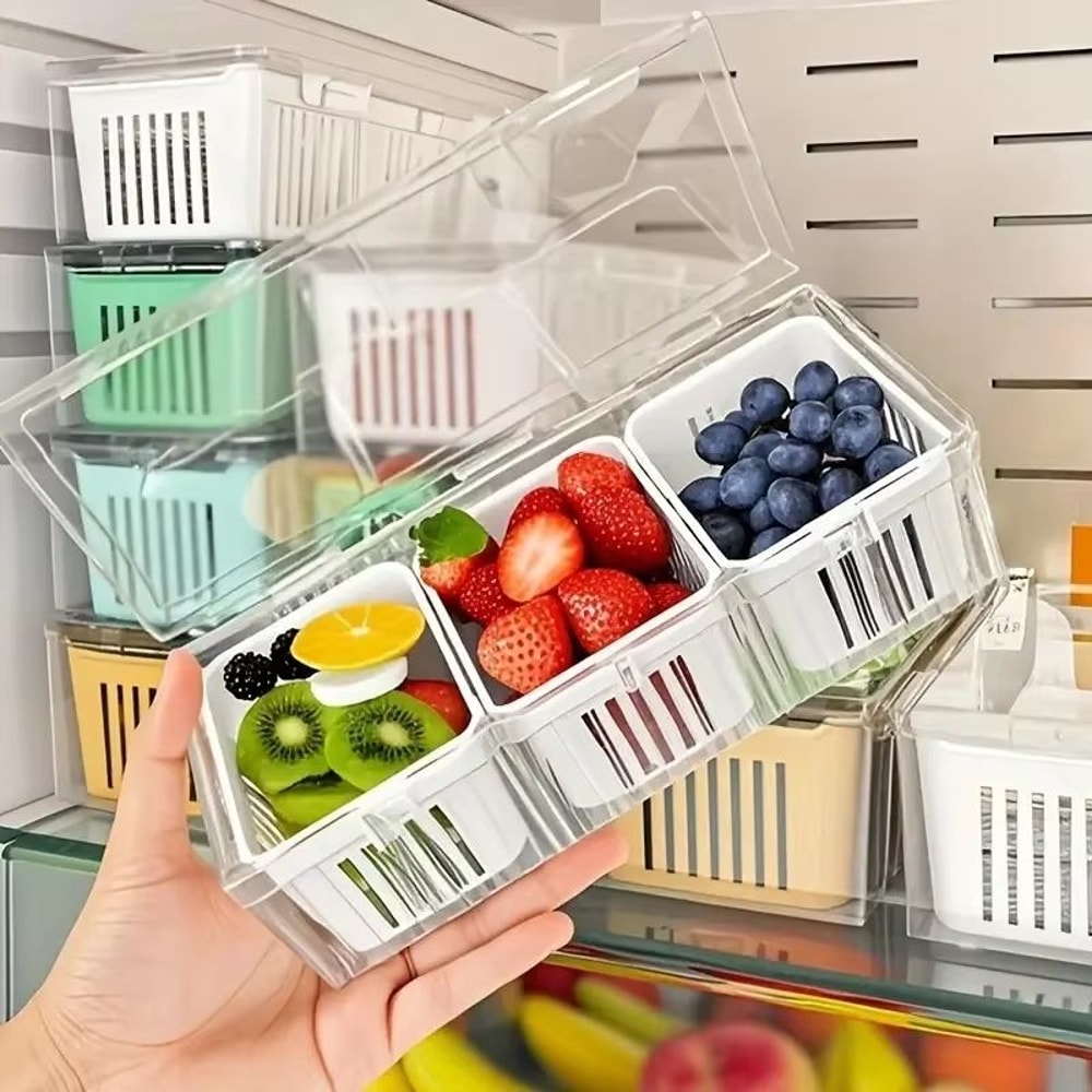 FreshDivide Square Food Storage Container Set With Compartments For Fridge Organization 0