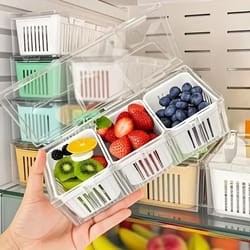 freshdivide square food storage container set with compartments for fridge organization