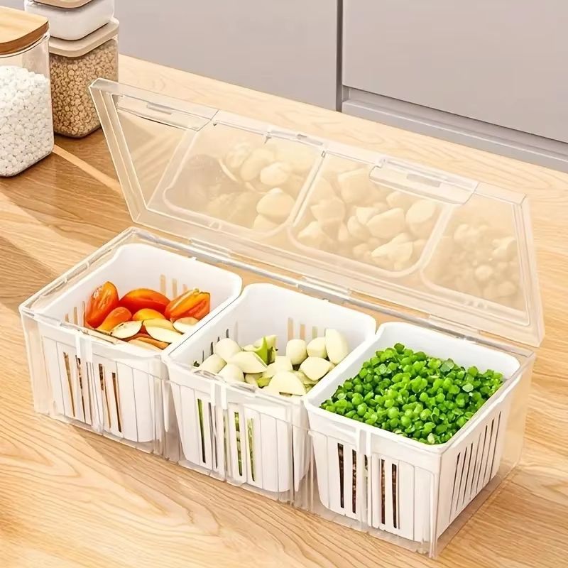 FreshDivide Square Food Storage Container Set With Compartments For Fridge Organization 1