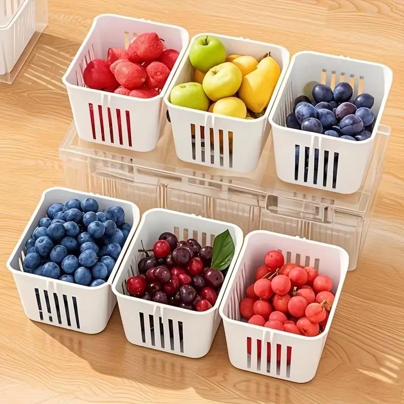 FreshDivide Square Food Storage Container Set With Compartments For Fridge Organization 4