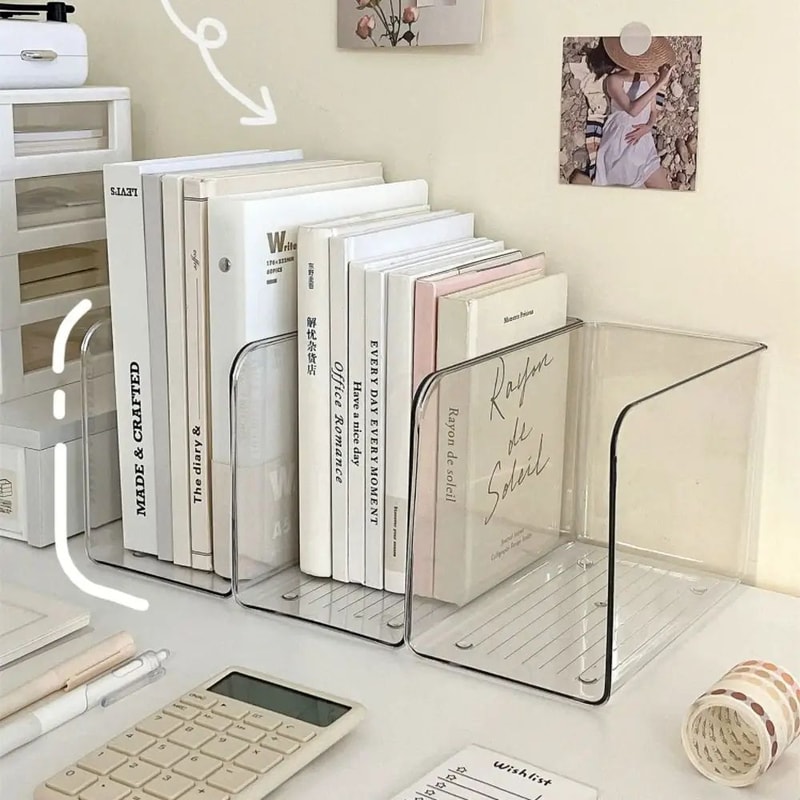 Transparent Acrylic Book Stand U Shape Desk Organizer Rack 0
