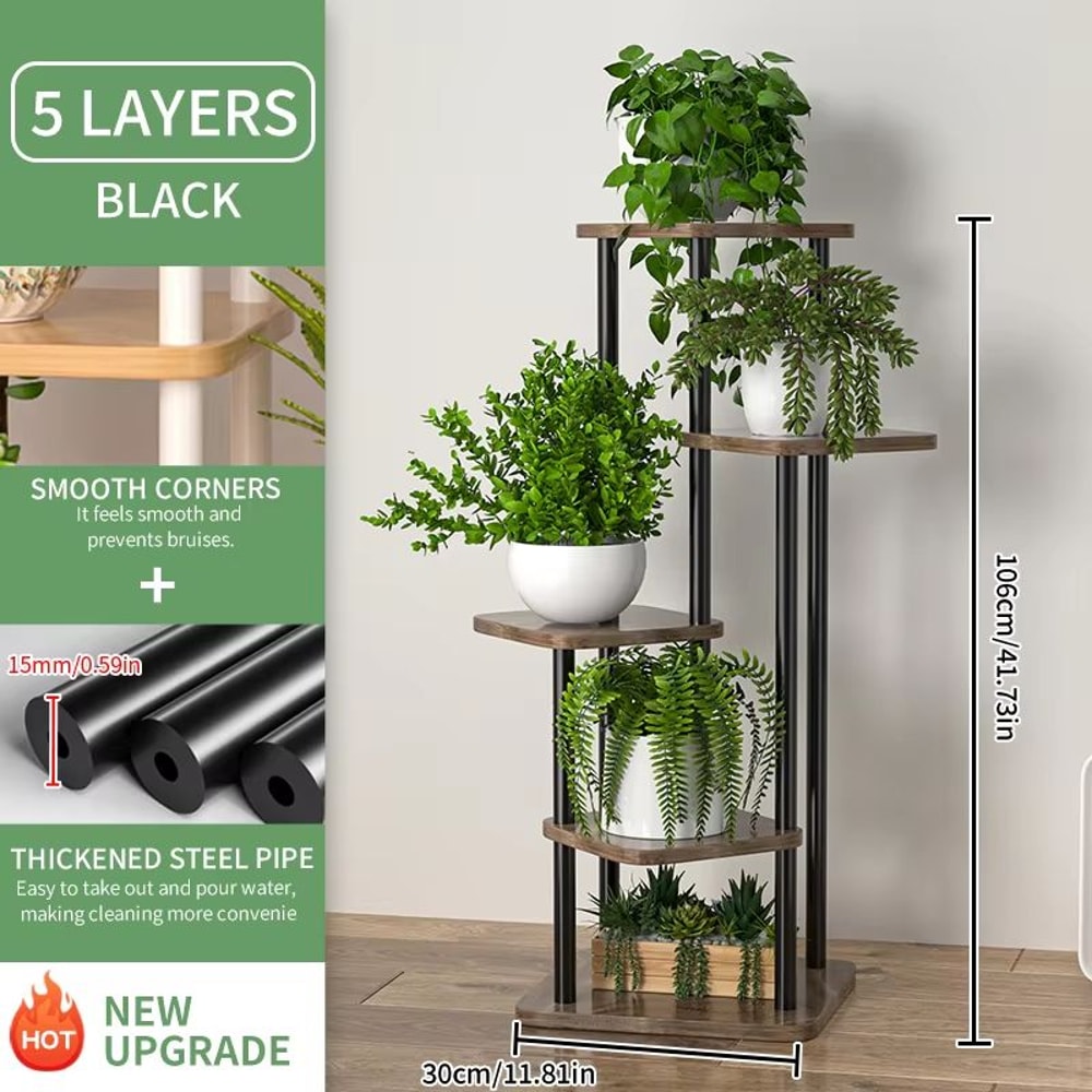 Multi Tier Wooden Plant Stand Indoor Flower Shelf Rack For Multiple Pots 9