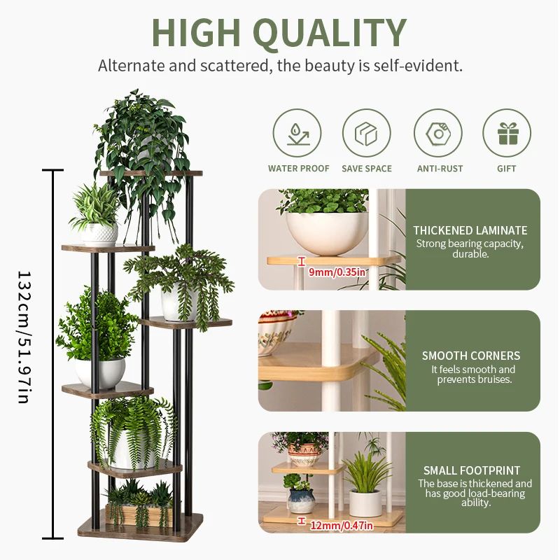 Multi Tier Wooden Plant Stand Indoor Flower Shelf Rack For Multiple Pots 1