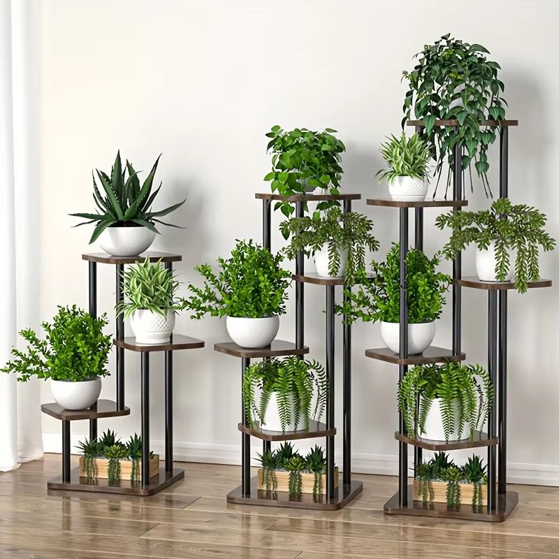 Multi Tier Wooden Plant Stand Indoor Flower Shelf Rack For Multiple Pots 4