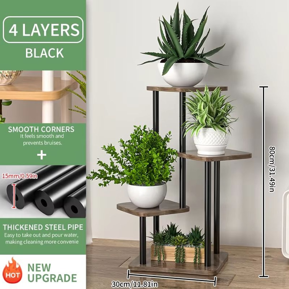Multi Tier Wooden Plant Stand Indoor Flower Shelf Rack For Multiple Pots 6