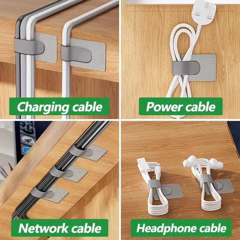 Self Adhesive Cable Organizer Clips 10pcs Desk And Wall Cord Holder 4