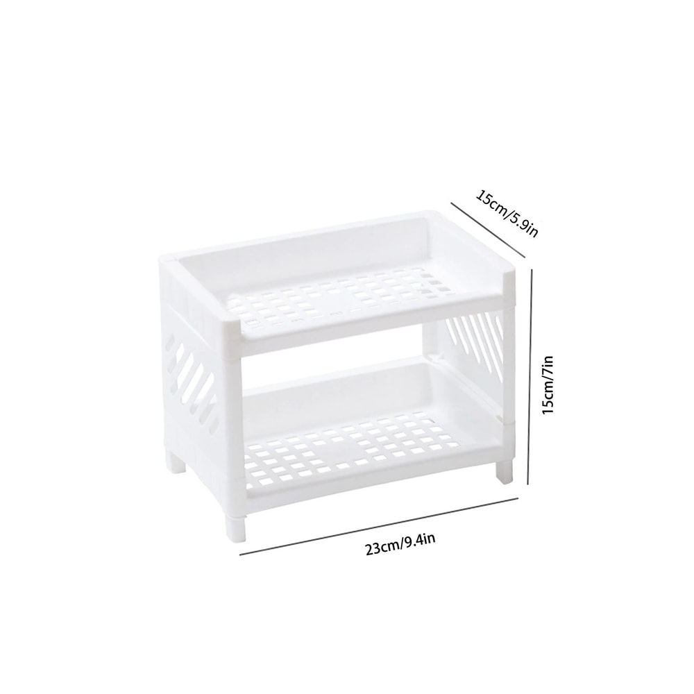Minimalist Double Layer Desktop Storage Rack Plastic Organizer Shelf 1