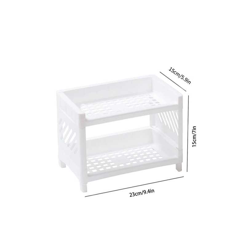 Minimalist Double Layer Desktop Storage Rack Plastic Organizer Shelf 1
