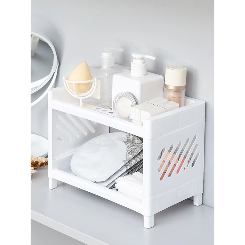 Minimalist Double Layer Desktop Storage Rack Plastic Organizer Shelf 3
