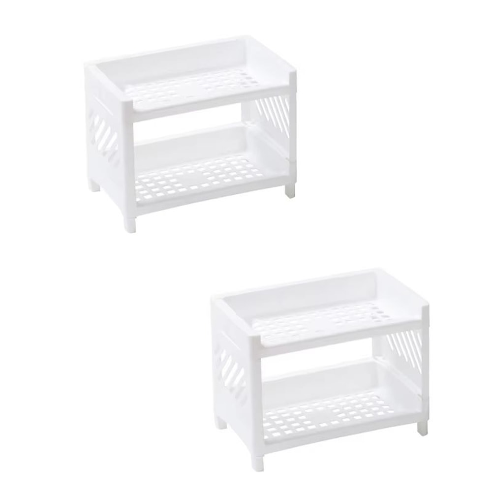 Minimalist Double Layer Desktop Storage Rack Plastic Organizer Shelf 6
