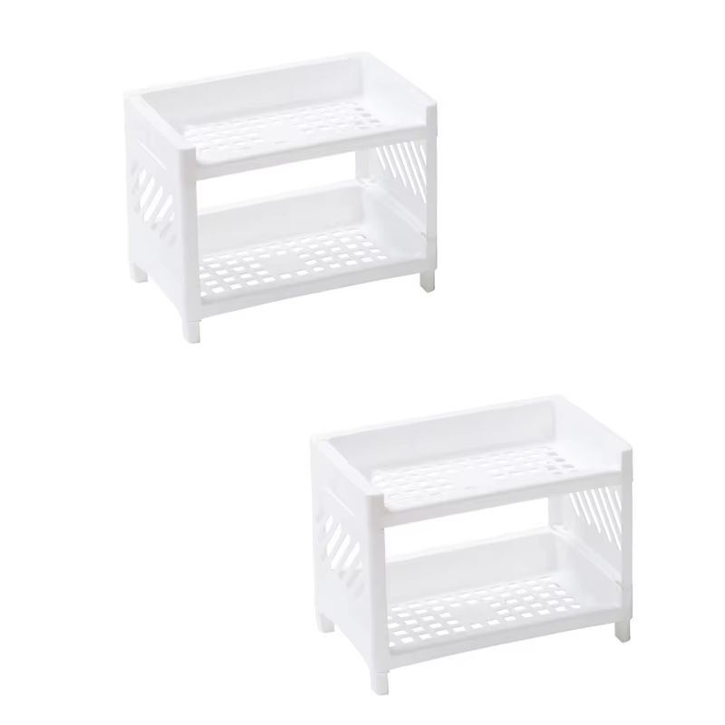 Minimalist Double Layer Desktop Storage Rack Plastic Organizer Shelf 6