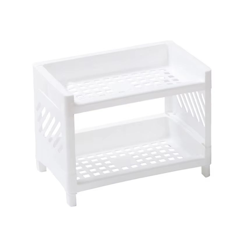 Minimalist Double Layer Desktop Storage Rack Plastic Organizer Shelf 7