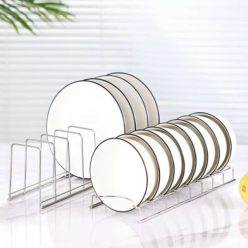 Stainless Steel Dish Rack Organizer With Pot Lid Holder Kitchen Storage Stand 0