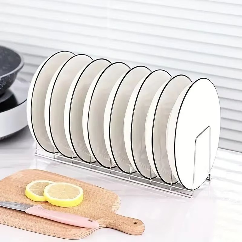 Stainless Steel Dish Rack Organizer With Pot Lid Holder Kitchen Storage Stand 3