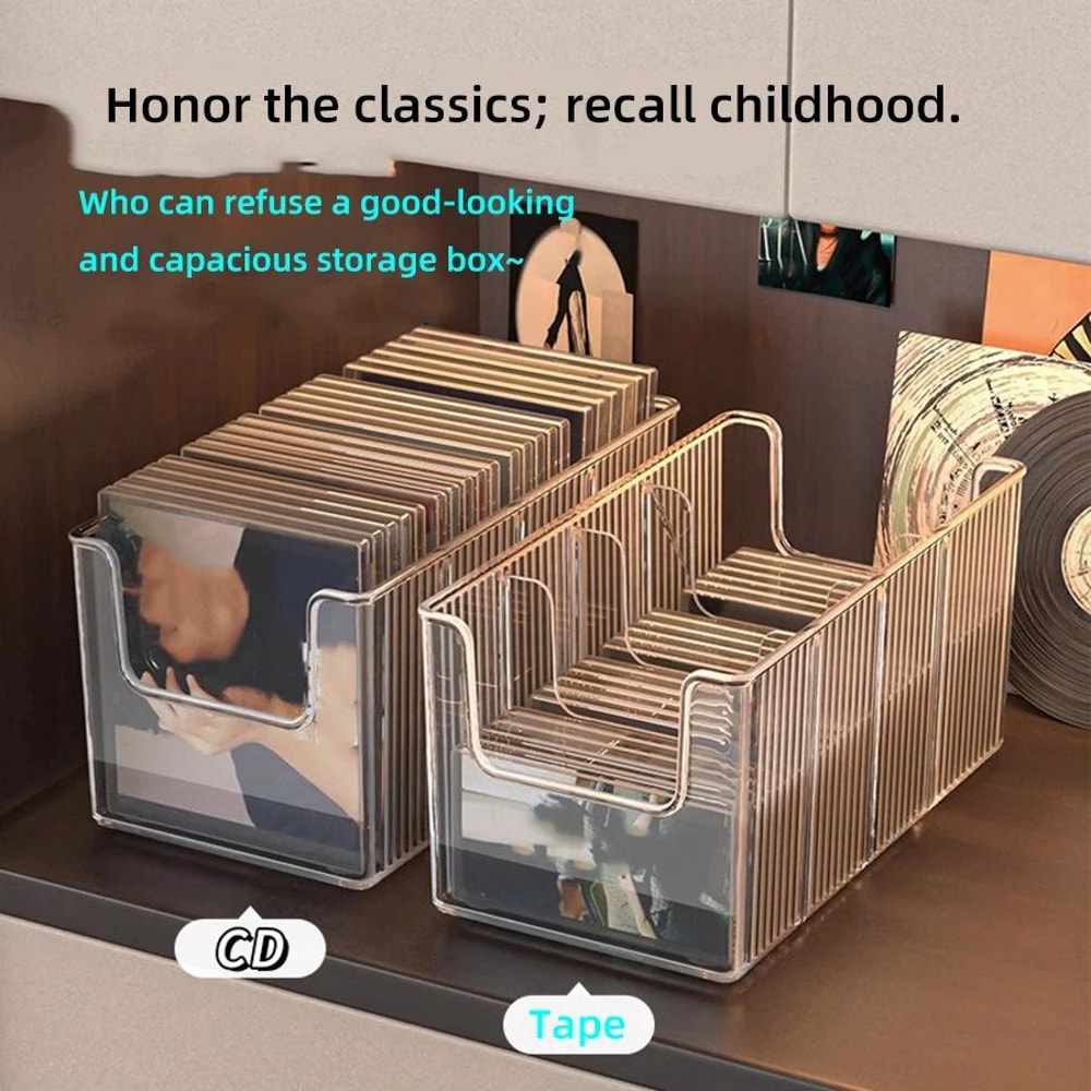 Desktop CD And Vinyl Record Storage Rack Black Disc Organizer Stand 1