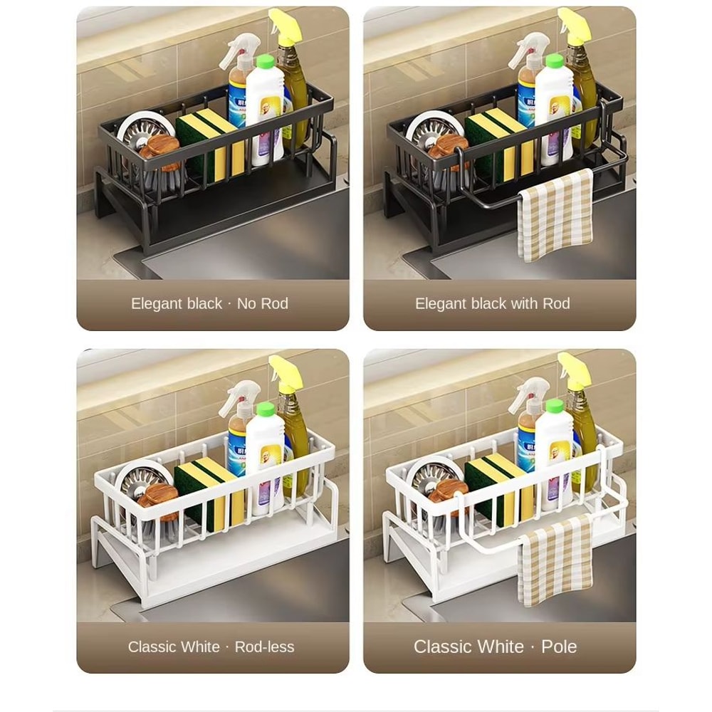 CleanFlow Self Draining Sink Organizer Rack With Soap And Sponge Holder 5