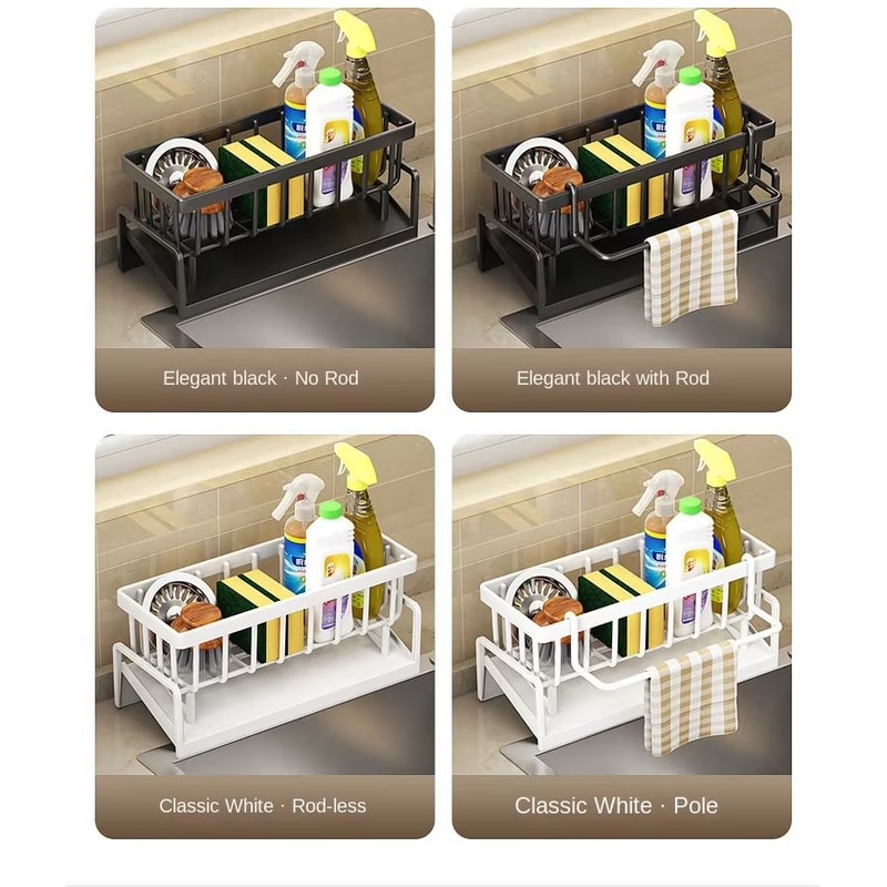 CleanFlow Self Draining Sink Organizer Rack With Soap And Sponge Holder 5