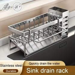 cleansteel self draining kitchen sink organizer with stainless steel sponge holder
