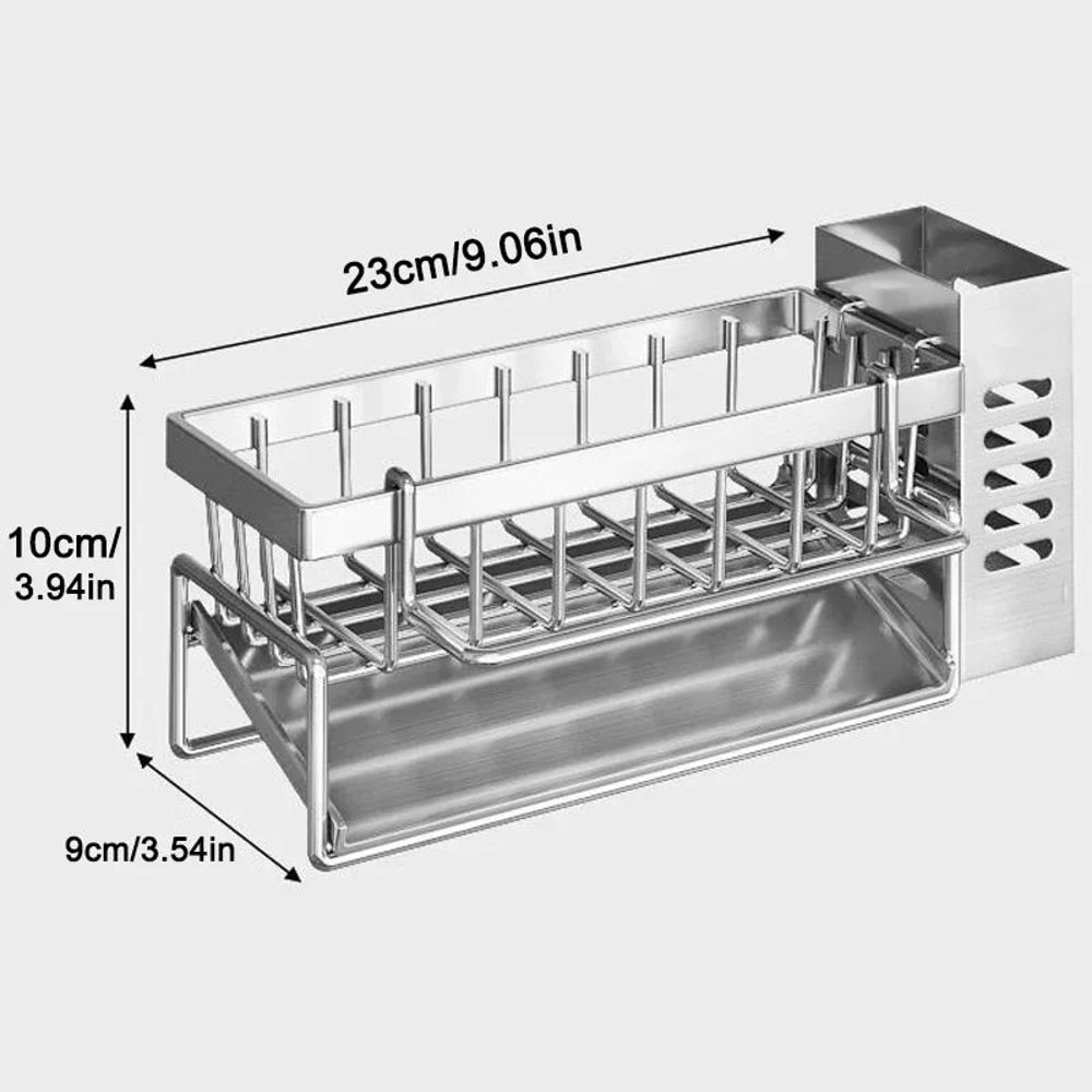 CleanSteel Self Draining Kitchen Sink Organizer With Stainless Steel Sponge Holder 5