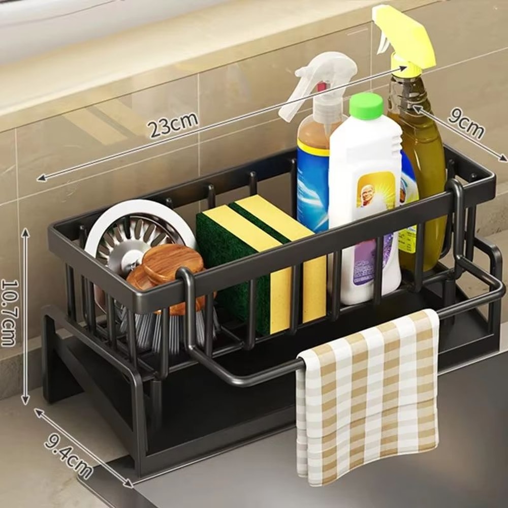 CleanSteel Self Draining Kitchen Sink Organizer With Stainless Steel Sponge Holder 7